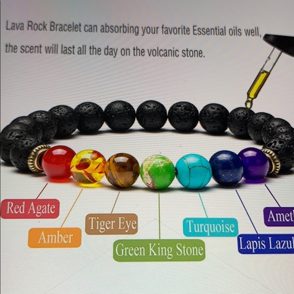 8mm Volcanic Lava Stone Healing Charka Bracelet - Picture 4 of 4